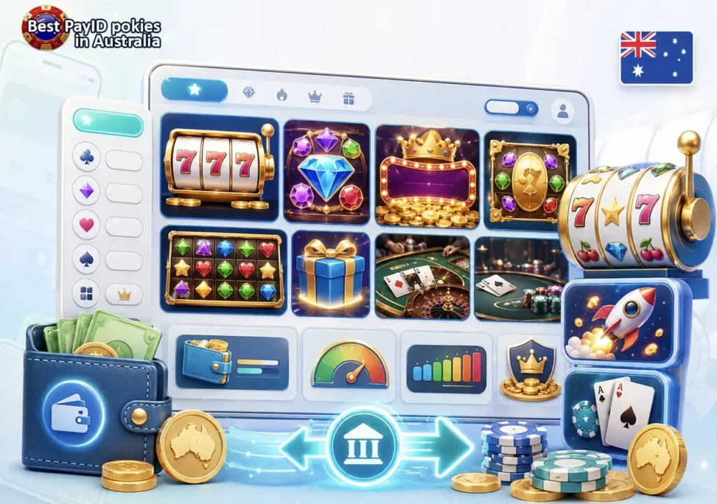 Pokies Games at PayID casinos with classic pokies, jackpots, Megaways, and AUD balance
